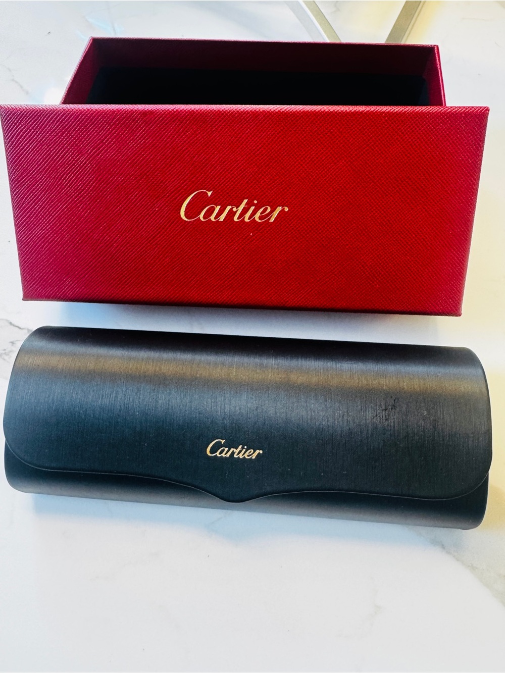 Cartier Red Outer Box with Black Eyewear Case